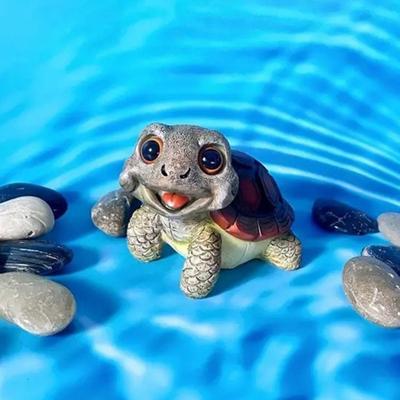 Turtle Statue Garden Mini Figurine Waterproof UV Resistant Mini Size Adorable Turtle Shaped