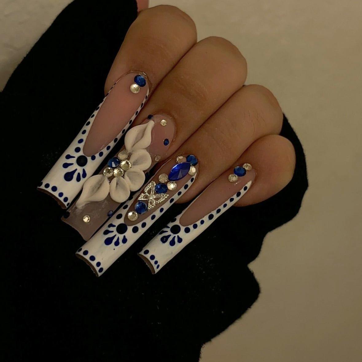 European and American manicures wear long nail styles, burst diamond bows, European and American fake nail patches, cross-border 24 nail patches