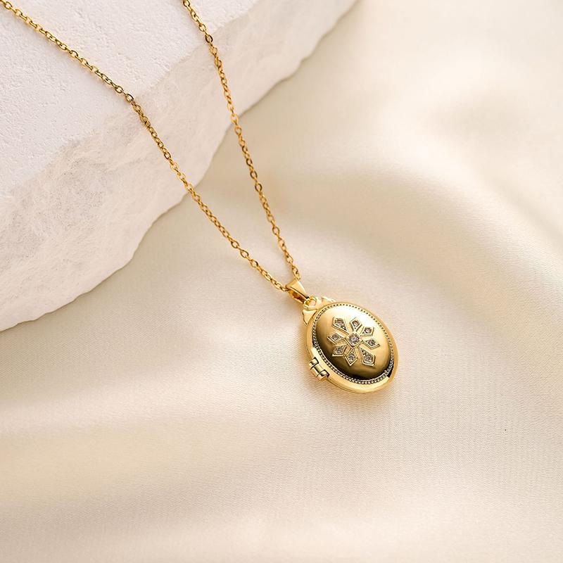 Stainless Steel Openable Oval Heart Photo Frame Pendant Necklace For Women Vintage  Jewelry Gifts