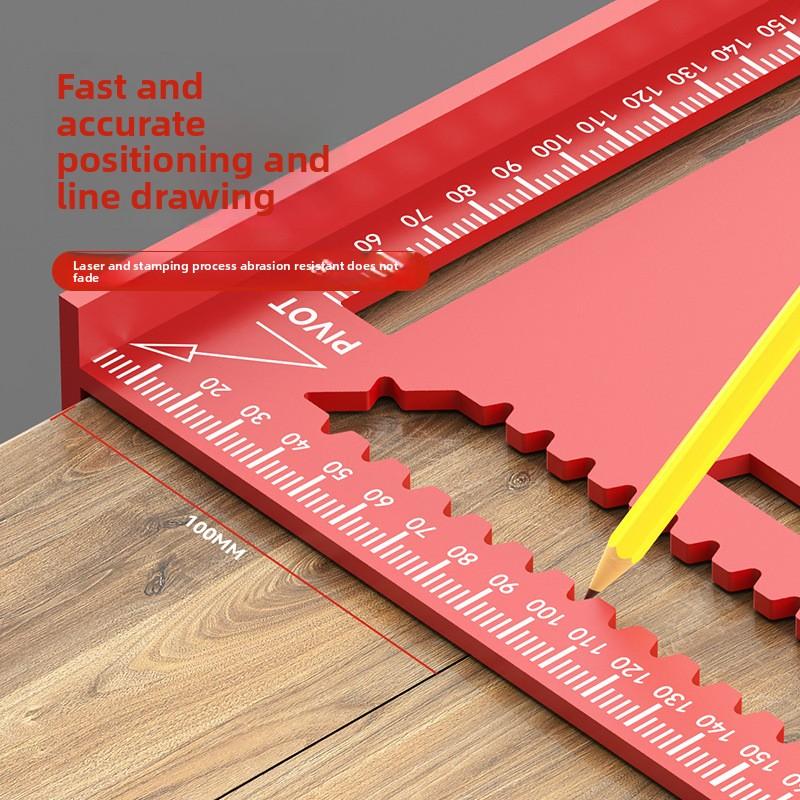 Woodworking Marking Ruler Right Angle Ruler Angle Triangle Ruler Marking Gauge Aluminum Alloy Measuring Tool