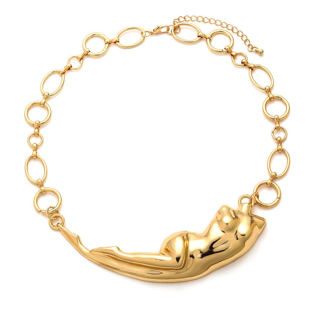 Euro-American Style Irregular Metal Design Necklace Personality Body Pendant Hip Hop Cuban Women's Collar Accessories