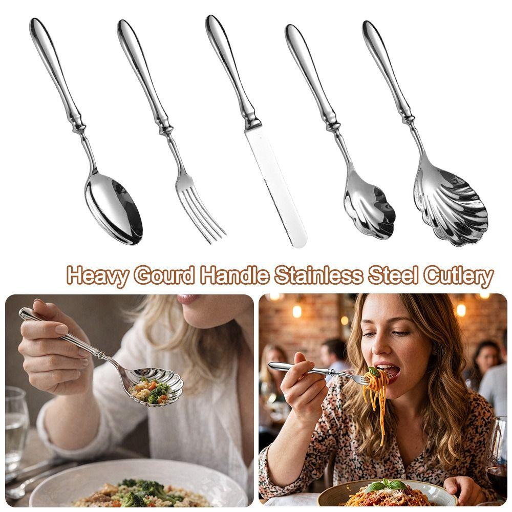 Mirror Polish Dessert Spoon Kits Shell Shape Dining Tableware Luxury Cutlery Set Home Kitchen