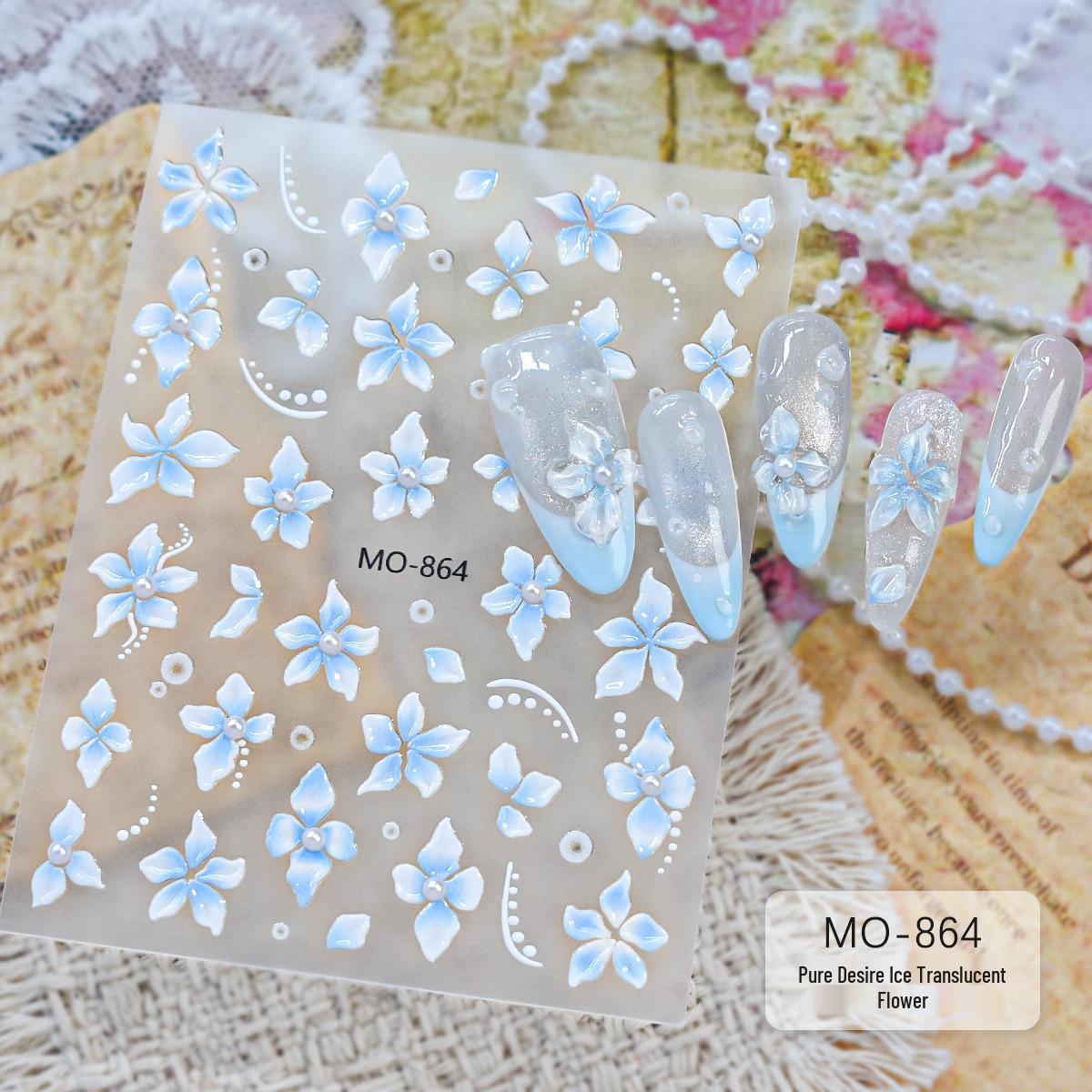 Summer Dream Pearl Flower Nail Stickers - Crystal Clear Island Vacation Style