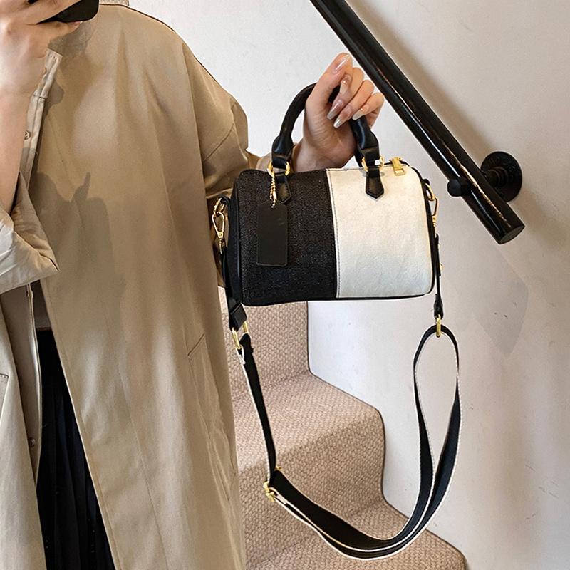 Patchwork Colorblock Small Handbags For Women Denim Shoulder CrossBody Bags Casual Street Boston Designer Purses CLE