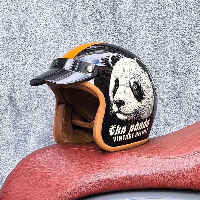 Retro Halb-Open Motorradhelm Cross-Country Motorradzubehör Motorradhelm 3/4 Retro-Helm im Winter