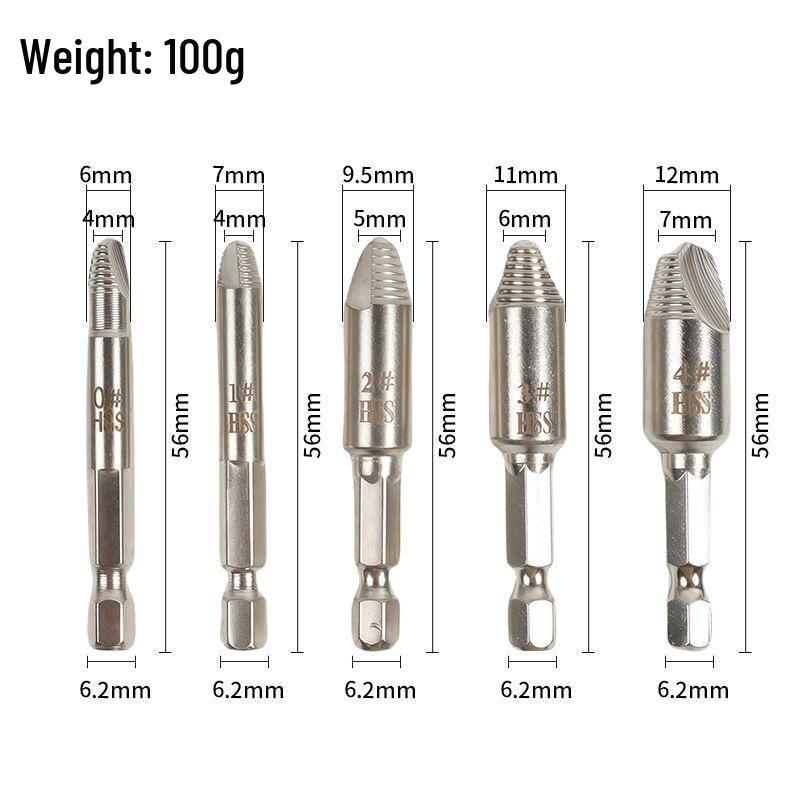 10-Piece Damaged Screw Extractor Set - Coarse & Fine Threads