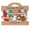 5Pcs Snowman Christmas Bracelet Multi-Layer Stacking Rope Chain Bangle Beaded Bracelet  Gifts