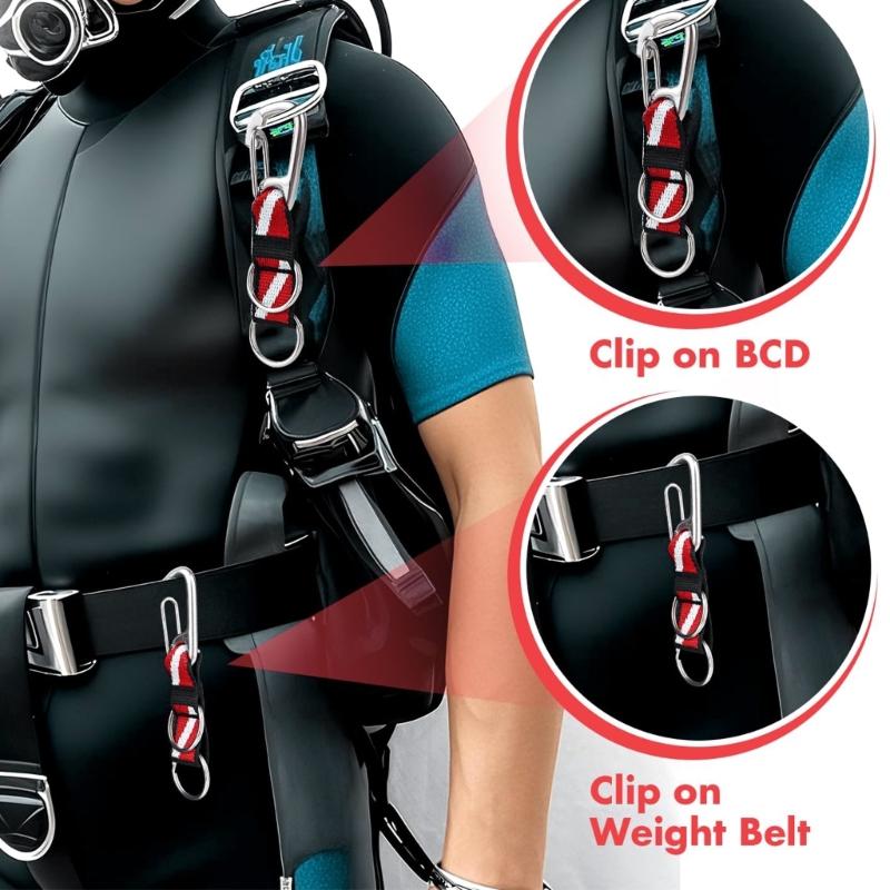 Scubas Diving Lanyard Clip with D Rings Universals Dives Flags AntiLost Strap for Water Sports fishing Gear Attachments