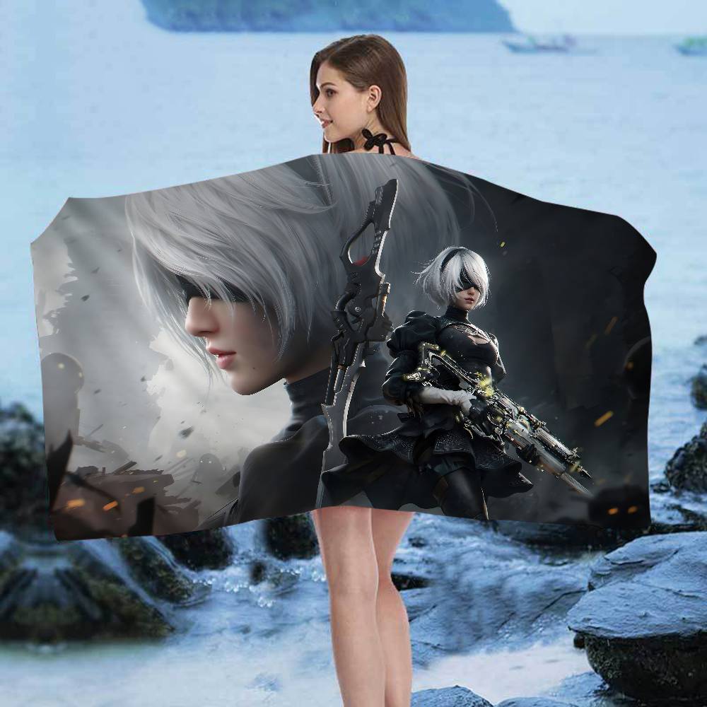 Game Nier Automata Anime Beach Swimming Towel Soft Absorbent Washcloth Children's Gifts for Kids Travel Camping Gym