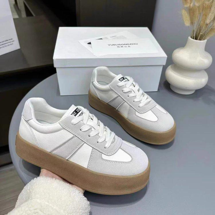 

2025 Women s Retro Thick-Soled Height-Boosting Sneakers - Versatile Casual White Shoes for Spring EU 36 світло-сірий колір