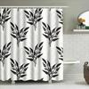 White Bath Mat Black And White Floral Pattern Shower Curtain Polyester Waterproof Home Decor