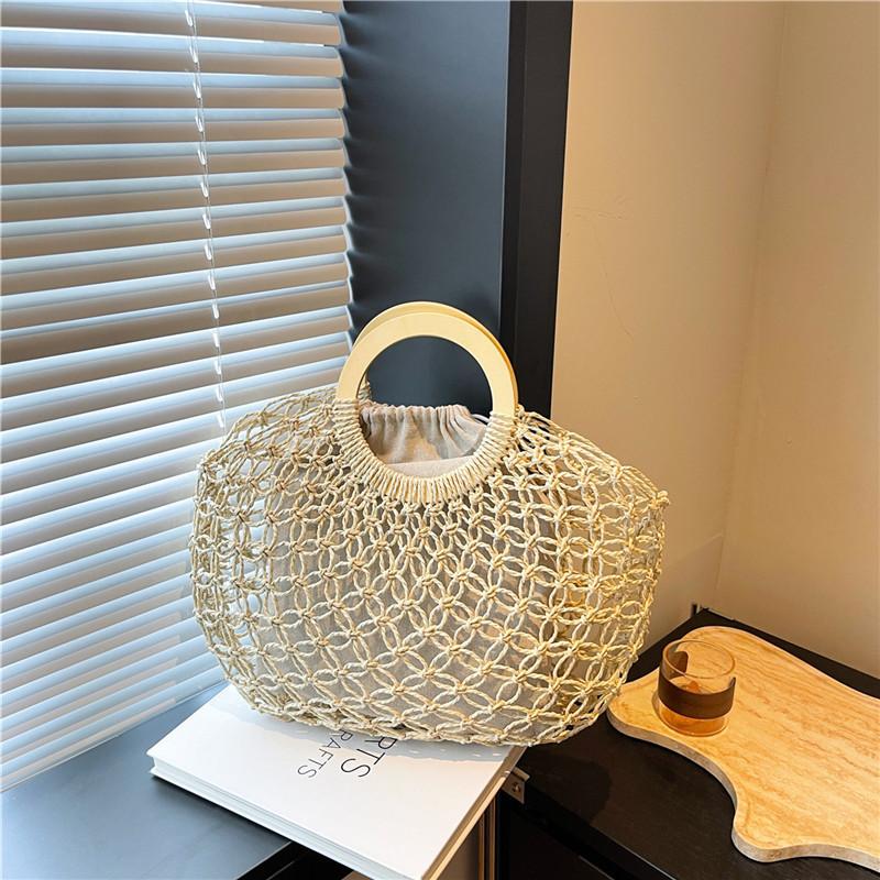 Popular Vacation Hollow Handbag Women's New Large-capacity Versatile Summer Handheld Woven Bag