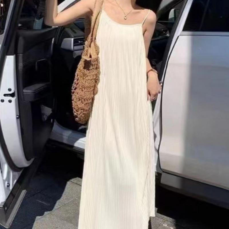 Shop Women S Beach Vacation Pleated Spaghetti Maxi dreSS wdmS Wdr tS14449459