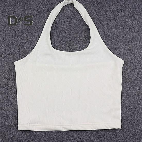 Women Vest Halter Neck Sleeveless Suspender Tops Slim Fit Sexy Threaded Texture Tank Tops Daily Wear