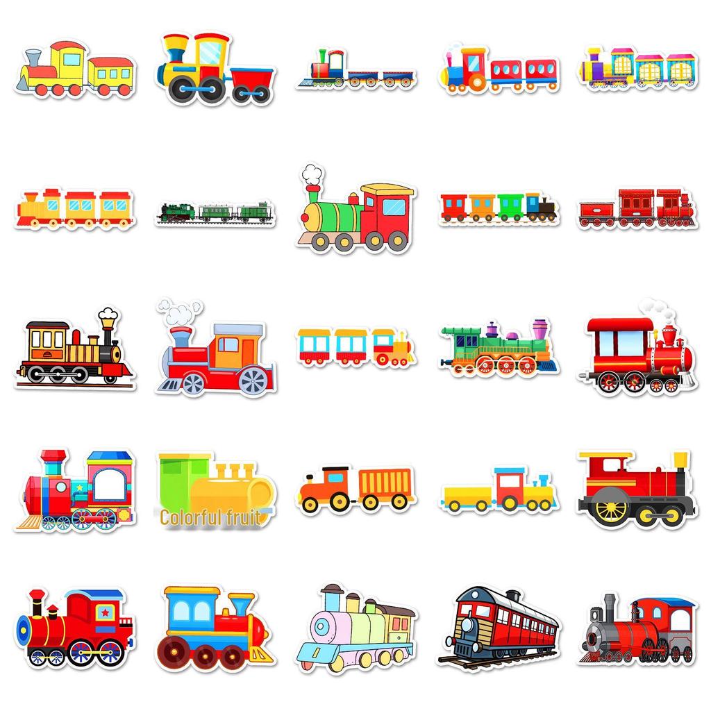 50pcs Cartoon Train Stickers: Childlike, Creative & Waterproof Decoration for Helmets, Stationery, and Computers.