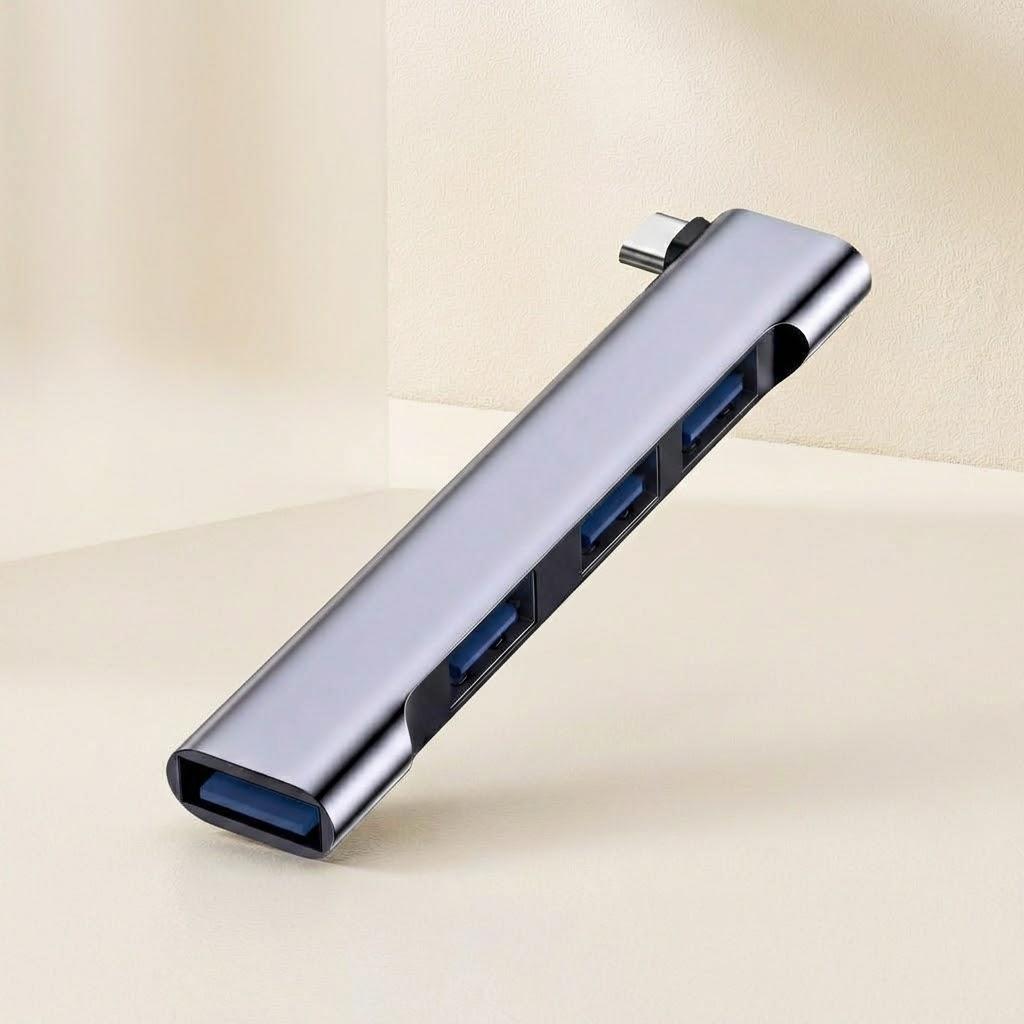

60W Fast Charge 4 Port USB 3.0 Hub Splitter Type-C Adapter for Laptop PC Compact Plug and Play