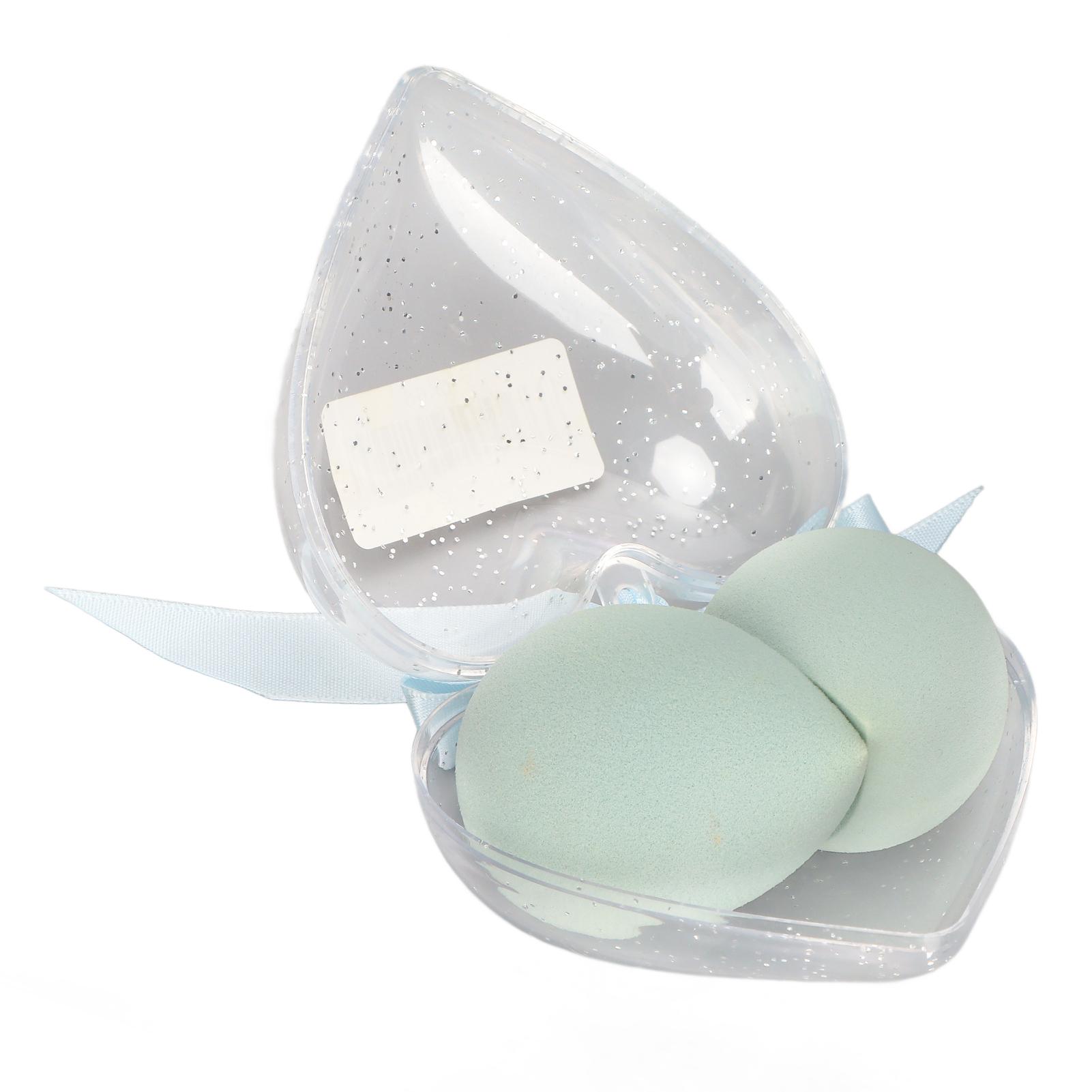 2Pcs Makeup Sponge Heart Shaped Durable Sponge Material Soft Well Elasticity Dry Wet Dual Use Easy to Clean Beauty