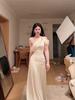 Large size French sexy slanted shoulder design kinked dress holiday style temperament beautiful long dress
