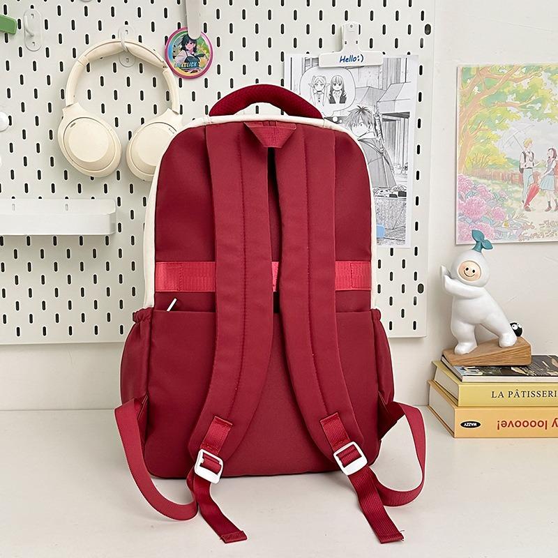 High value, fresh and sweet backpack, junior high school students contrasting color splicing large-capacity backpack