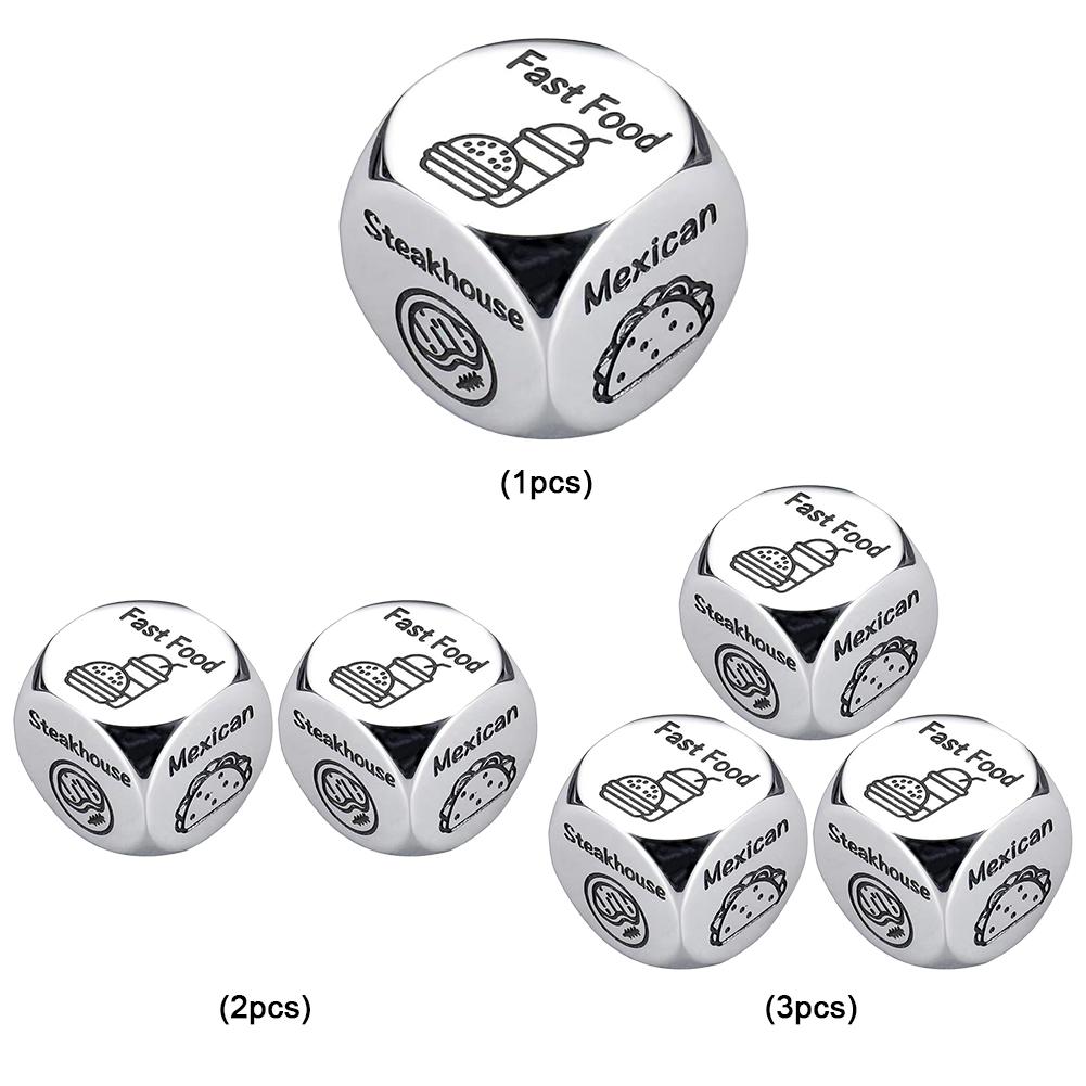 1/2/3Pcs Food Decision Dice Creative Food Decision Maker Stainless Steel Couples Food Decider Valentines Gifts for Women Men