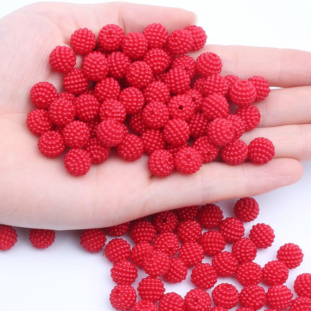 Hot Sale 200pcs 15mm Multicolor Bayberry Perforation Pearl Beads Hole Resin DIY Jewelry Decorations for Dress Making