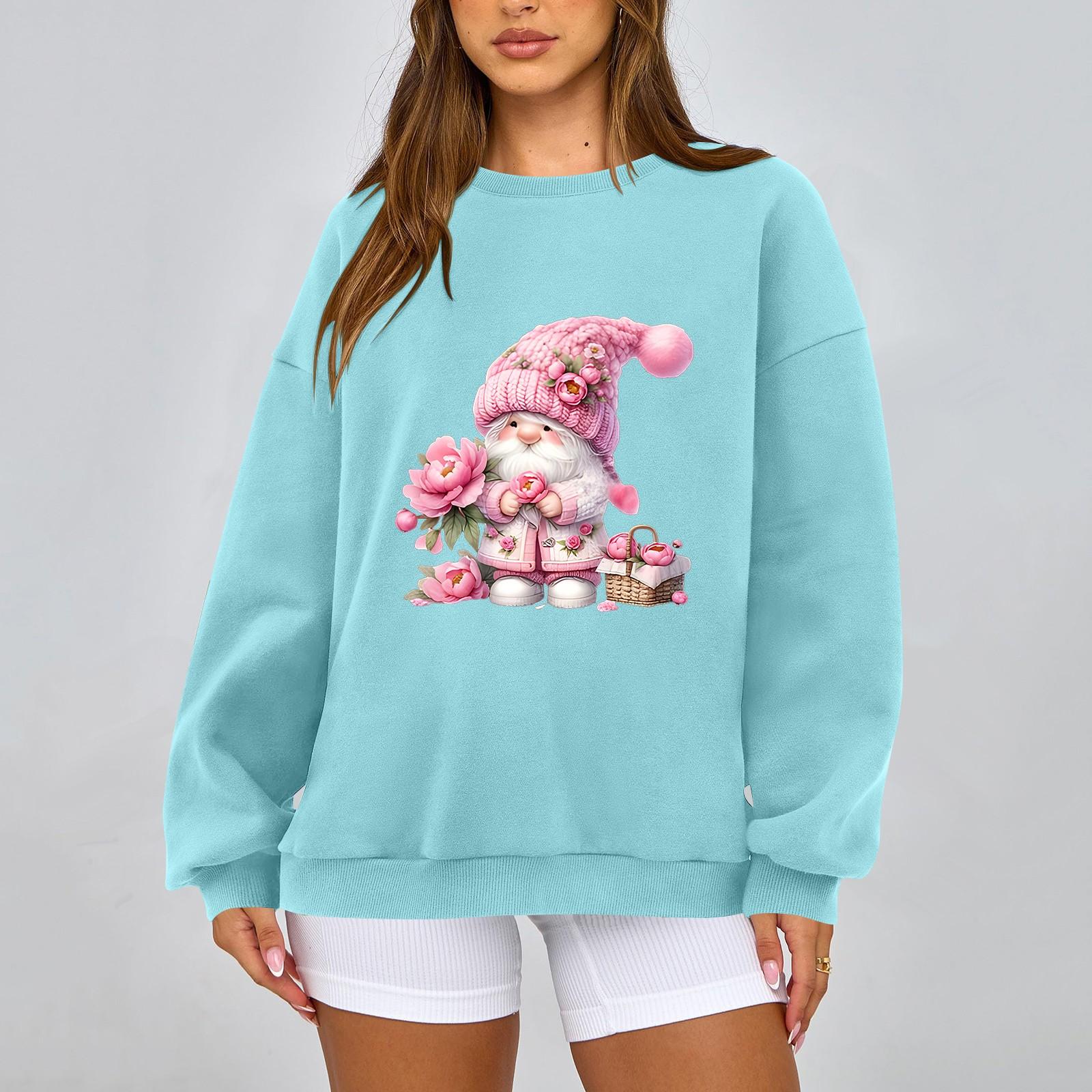 

Женская модная повседневная свободная толстовка с круглым вырезом и длинным рукавом, однотонная M