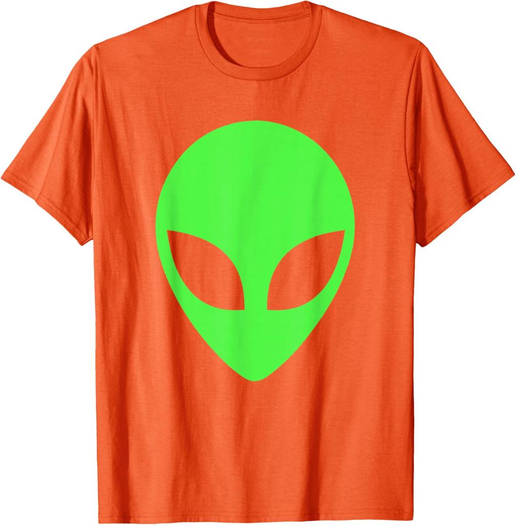 Green Alien Head Graphic Tee Breathable Cotton Casual Trip T-Shirt for Men