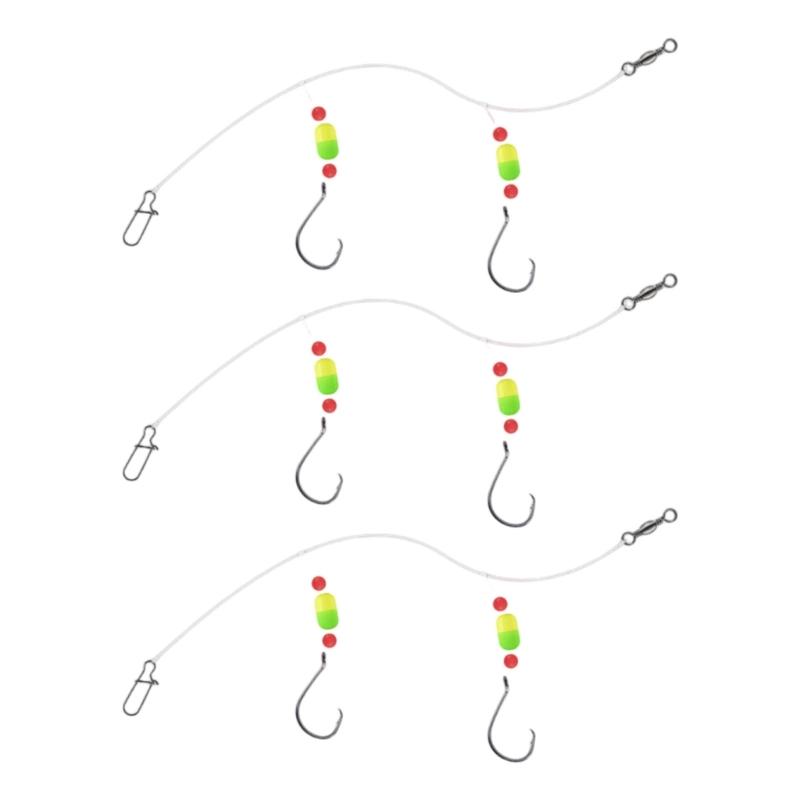3pack Saltwater Ready Fishing Leader High Strength Anti Corrosions Nylons with Multiple Hook Size