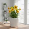 Modern white triangular grooved flowerpot for plants