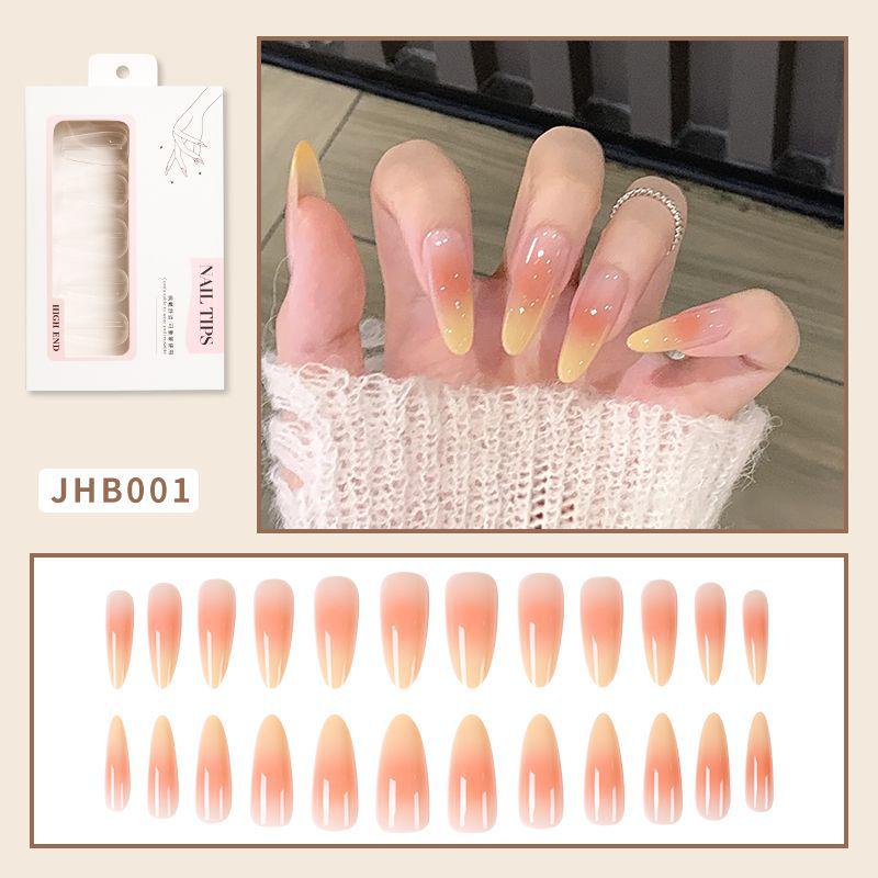 24-Piece Gradient Ice Red & Brown False Nail Set