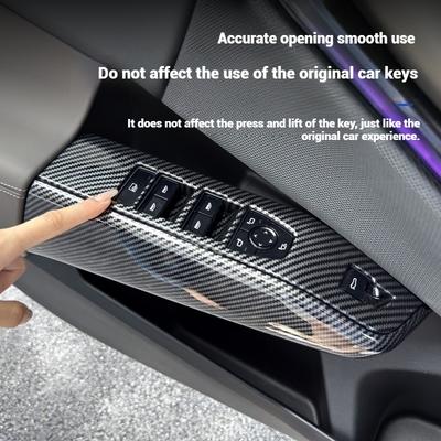For BMW X3 G45 2025 Carbon Fiber Texture The Glass Key Frame of the Car Window Lift Panel Is Decorated with Interior Accessories