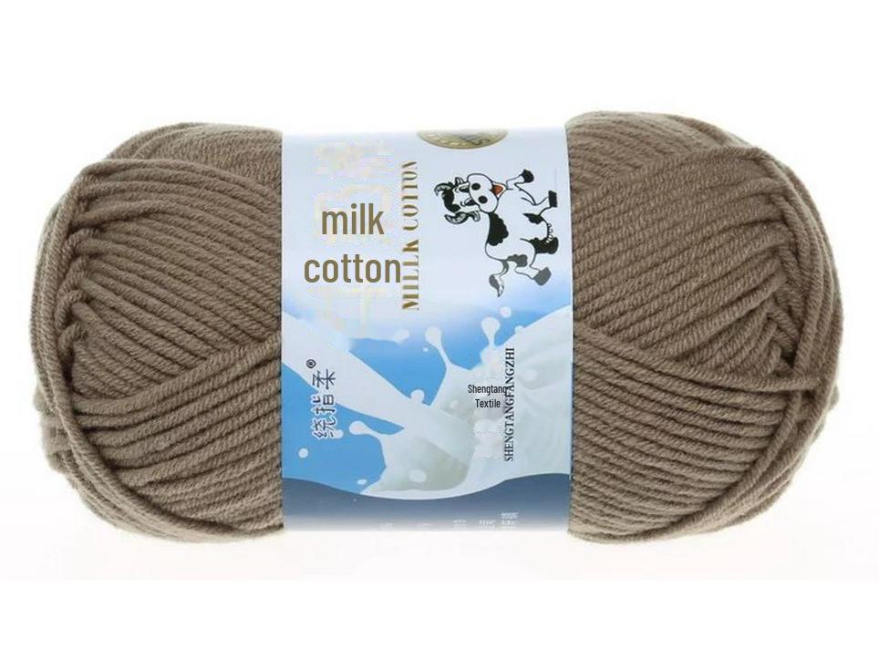 5-Strand Milk Cotton Baby Wool Hat & Scarf Hand-Woven Medium-Thick Yarn Set