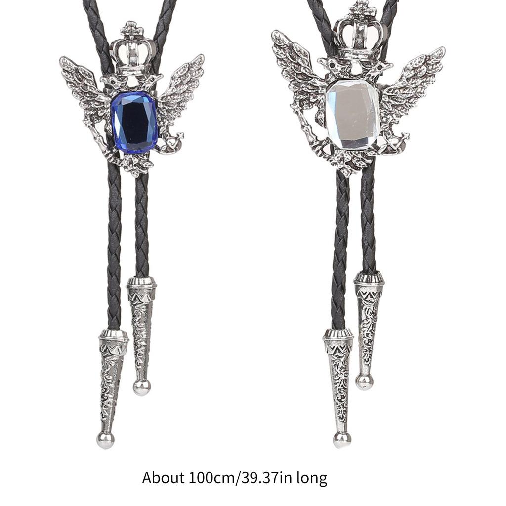 Bolo Tie for Men Carnival Western Necktie Eagle&Gemstones Buckle Bolo Tie for Shirt Sweater Decorative Necktie for Men