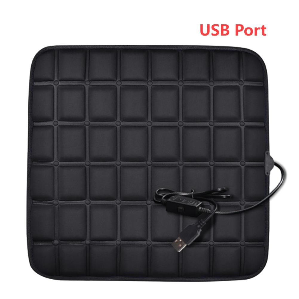 Winter Heated Car Seat Cover Heated Cushion USB/Cigarette Port Office Heated Seat Cushion Warm Pad Heating Warmer Cushions