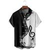 New Men's Shirt Summer Bowling Shirt Note Pattern Printed Daily Short Sleeve Button Comfortable Casual Men's Clothing