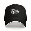 1 Piece HUSTLE Baseball Cap with Adjustable Buckle Retro Black and White Hiphop Hat Lightweight Polyester Suitable for