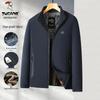 Woodpecker 2025 Autumn Men's Fleece-Lined Stand Collar Jacket for Middle-Aged & Elderly