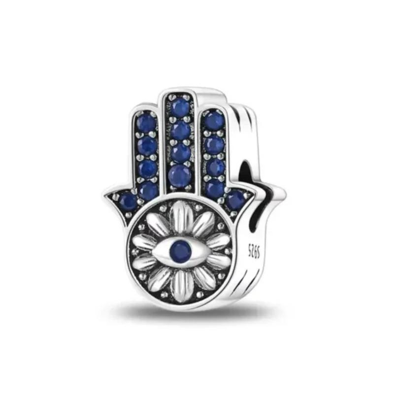 925 Silver Eye of Greece Devil Pendant Charm Bead for DIY Women Jewelry Bracelet Necklace