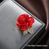 Elegant Korean Rose Rhinestone Brooch - High-End Fashion Suit Decoration & Christmas Gift