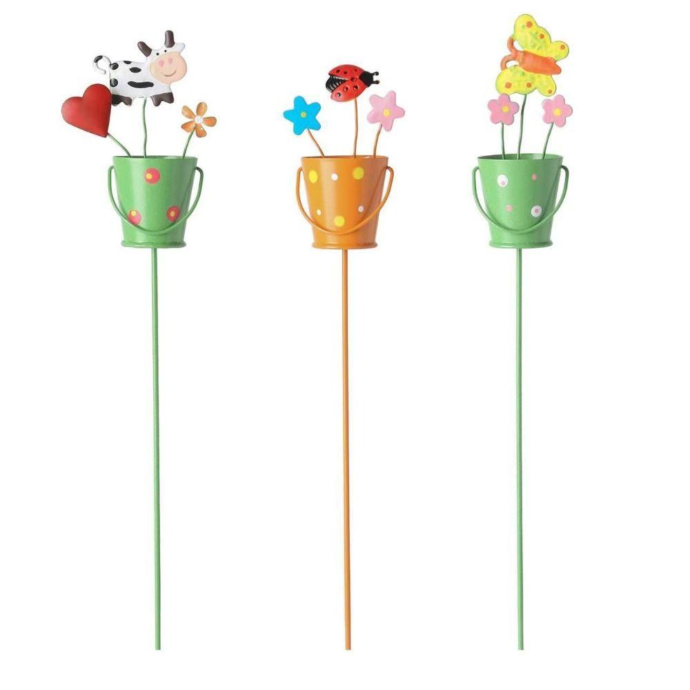 Dopamine Color Flower Pot Plugin Cartoon Potted Decoration New Ground Plug Accessories  Garden