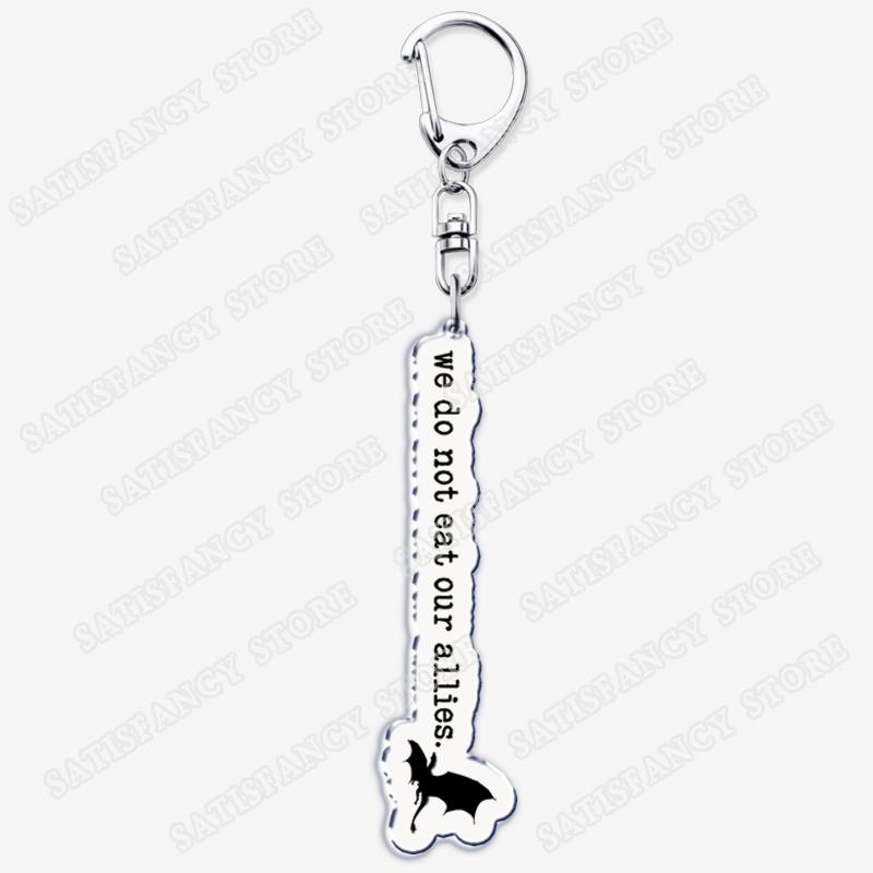 

We Do Not Eat Our Allies Keychains for Women Accessories Bag Fourth Wing Iron Flame Dragon Keyrings Jewelry Fans Friends Gifts