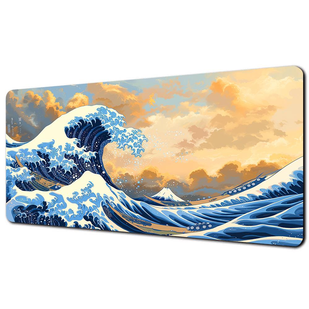 Great Wave Black Desk Mat Mousepad Japanese Art Mouse Pad Rubber Mat Mouse Carpet Table Pads Pc Mats 900x400 Office Accessories