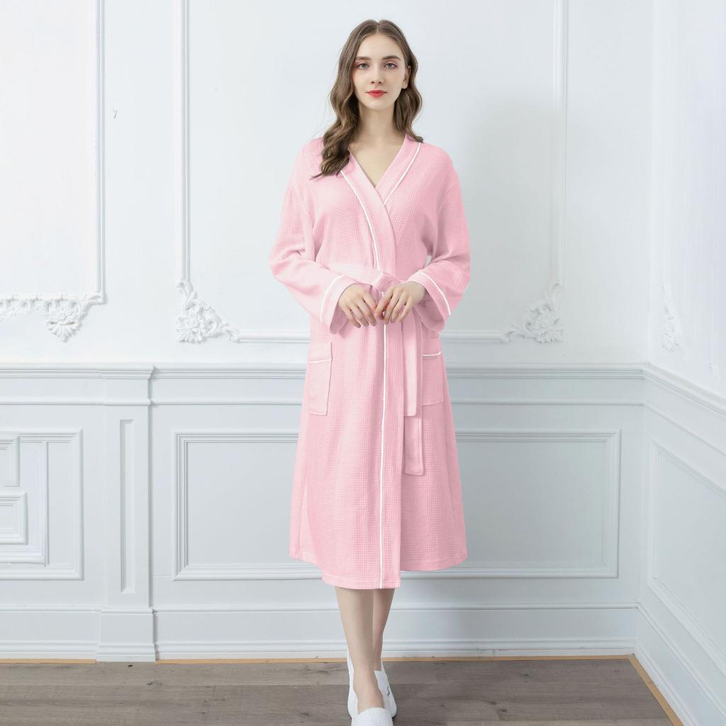 GMXIA Accappatoi da donna per primavera e autunno: Accappatoi Lunghi, da Coppia, Sottili, Assorbenti, Accappatoi e Vestaglie in Poliestere-cotone a Nido d'Ape