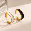 Stainless Steel Ring Vintage Geometric White Dripping Oil Opening Rings for Women Gold Color Waterproof Jewelry Accessories