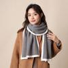 French Simple New Black and White Knitted Wool Scarf Women's Winter Warm Couple Small Scarf Versatile and Thick