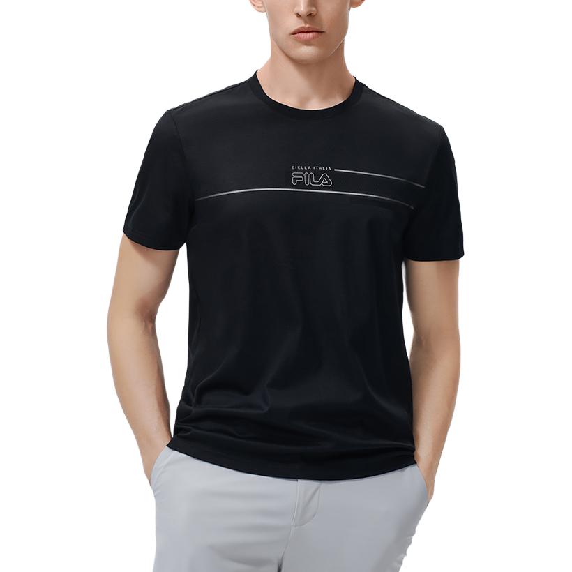 FILA T Shirts Men's Jet Black Crew Neck Moderate Straight Fit F11M317106F-BK