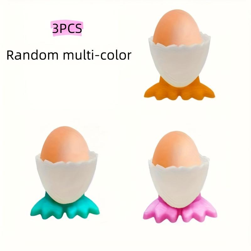 

3 шт. пластиковый поднос для завтрака, забавный поднос на высокой ножке в виде цыпленка, дизайн в виде мультяшной яичной скорлупы, подходит для хранения яиц на завтрак в домах, на кухнях