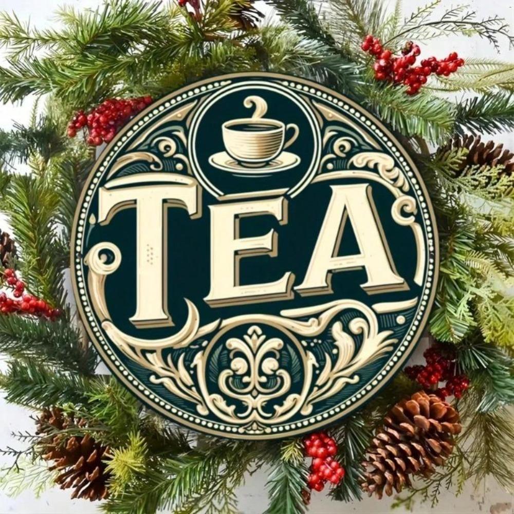Vintage Style Round Aluminum Tea Sign Wall Art Decor