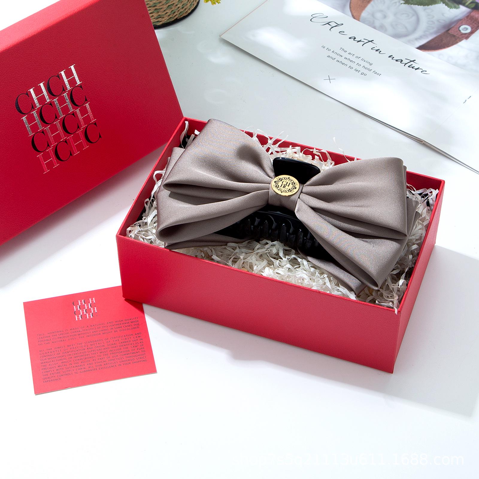 Elegant Black Satin Bow Flower Hair Clip - Korean Style