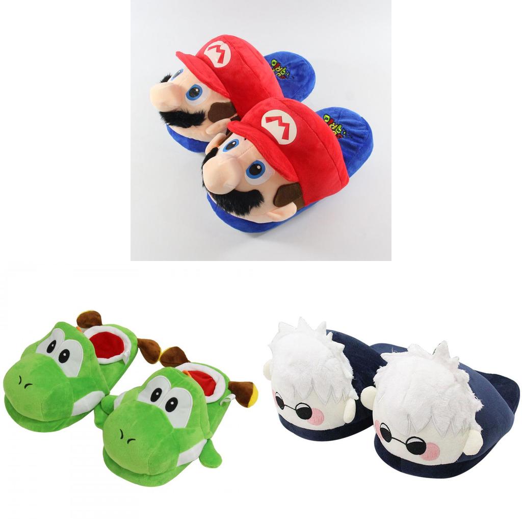 Yoshi Mario Cartoon Home Slippers With Super Soft Fleece For Couples Winter Comfort